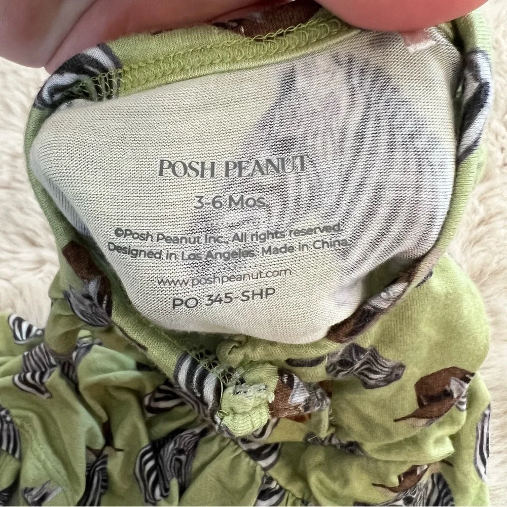 Posh Peanut Dante Zebra Print Henley Short Sleeve Twirl Skirt Bodysuit Sz 3-6M - Picture 3 of 5